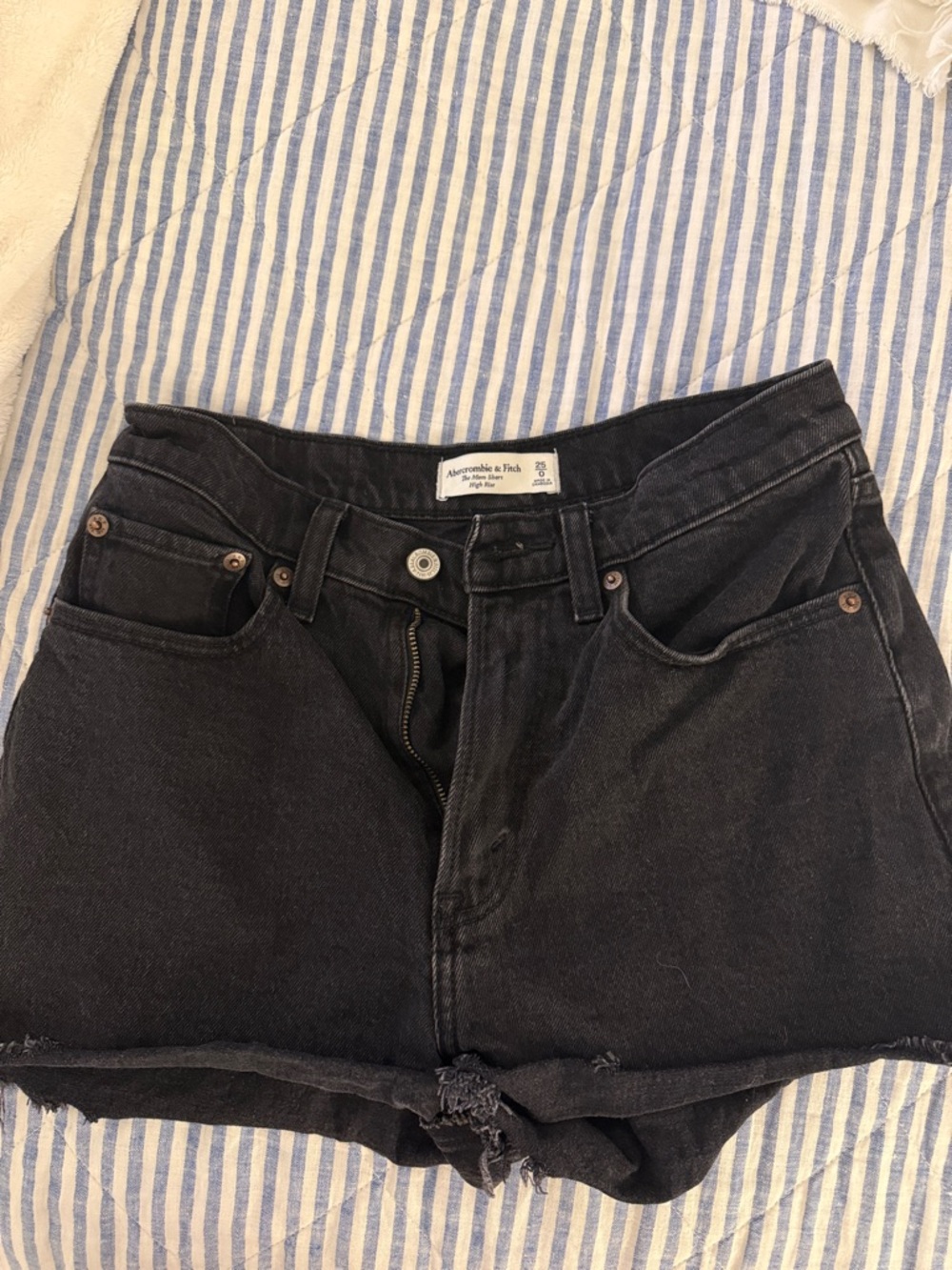 Abercrombie & Fitch Washed Black High-Rise Denim Shorts